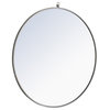 Elegant Decor Rowan 42" Round Metal Frame Hooked Mirror in Silver