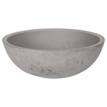Modern Concrete Small Round Bathroom Vessel Sink, 14 Inch, Choice of Colors, Dar