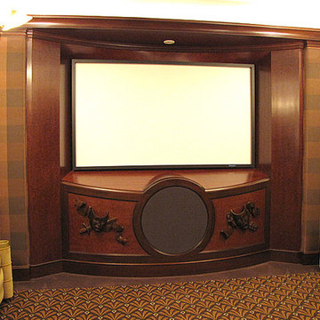 Mahogany home theater with figured veneer