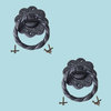 Ring Pull Cabinet Drawer or Door Pulls 5'' Black Wrought Iron with Hardware
