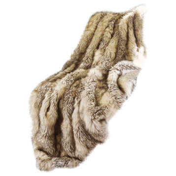Luxe Faux Fur Throw Blanket, Kitt Fox, 58"x60"