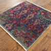 Square Hand-Knotted Modern Abstract Design Area Rug, 4'x4'3"