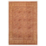 Bareens Designer Rugs - Antique Vegetable Dyed William Tan/Gold Wool Rug - 8'0'' x 10'8'' - Designed with mesmerizing intricacy and gorgeous color palette, this hand-knotted masterpiece demonstrates the beauty and electrifying thrill of Pak Persian art. These meticulously hand-knotted Pak-Persian rug is made with pure wool and features breathtaking traditional, transitional, and tribal designs in bold luxurious color pallets. Known for their intricate designs these rugs are a reproduction of Persian rugs, made in Pakistan with unique Mughal designs. Made by master weavers using the same Persian texture, design and dying technique, we wanted to produce the most significant manifestation of Persian art, life, and culture. This rug is most famous for its exceptional quality, incredible designs, patterns, and vibrant rich color. Pak-Persian rugs made with Persian weave with high knot counts, which enables the high intricacy and detail found in the patterns are also referred to as "State of art", each color adds a rich beautiful detail in the artwork of this rug. The design, color, and beautiful chromatic composition with a vibrant sheen with intricate designs, exude beauty, elegance, and quality make this rug a masterpiece of its own.