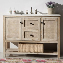 48 inch Rustic White Wash Bathroom Vanity Marble Top - Bathroom Vanities And Sink Consoles