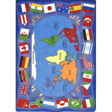 Kid Essentials Rug, Flags of the World, 5'4"x7'8"