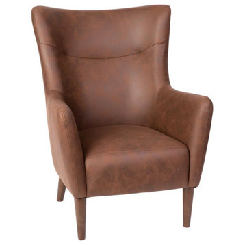 Connor Traditional Wingback Accent Chair, Dark Brown