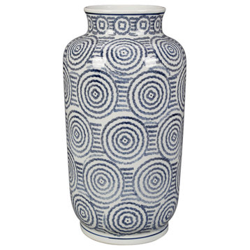 Blue and White Circles Porcelain Vase