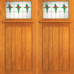 Stained Glass Craftsman Style, Mahogany Double Prehung Front Doors - Front Doors