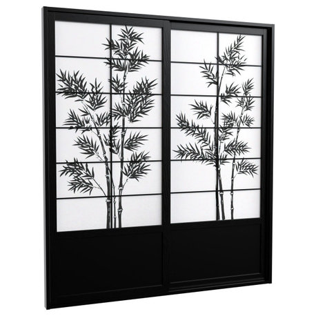 7' Tall Bamboo Tree Shoji Sliding Door Kit, Black
