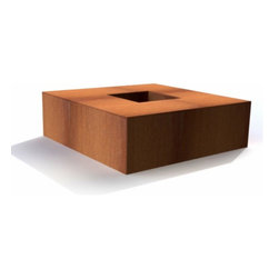 Corten Steel Square Fire Table - Fire Pits