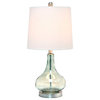 Elegant Designs 23.25" Dimpled Glass Table Lamp w White Shade Green/Gray Sage