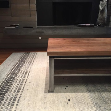 Custom Iron base coffee table walnut top