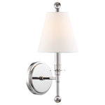 Crystorama - Crystorama RIV-382-PN 1 Light Wall Mount in Polished Nickel with Silk - Both timeless and transitional, with a variety of options, the minimalist design makes the Riverdale ideal for any space in the home. Accompanied by two distinctive tail stem choices for a shorter or longer design and the selection of a glass ball or metal ball finish, this fixture is a smart choice for a hallway, bathroom, bedroom, or flanked on both sides of a fireplace. Designed with thoughtful simplicity, the Riverdale strikes the perfect balance of function and form. All style options are included in one box.