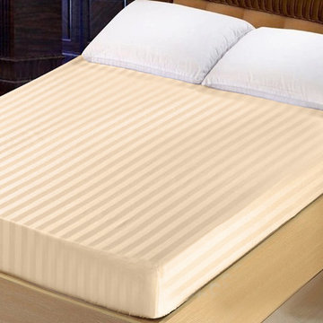Lasin Bedding 300TC 100% Cotton Fitted Sheet, Cal-King, Peach