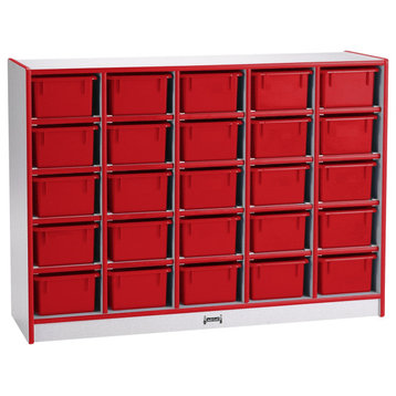Rainbow Accents 25 Cubbie-Tray Mobile Storage - with Trays - Red