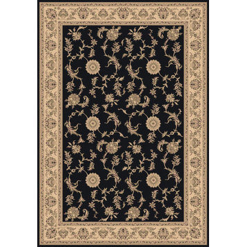 Legacy Rectangle Traditional Rug, Black/Border Color Ivory, 6'7"x9'6"