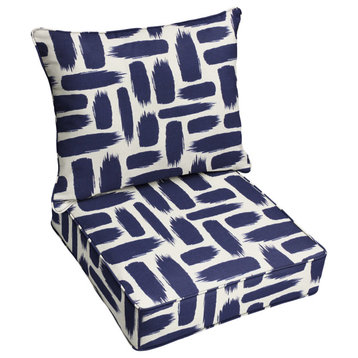 Blue Graphic Outdoor Deep Seating Pillow and Cushion Set, 29x27x5