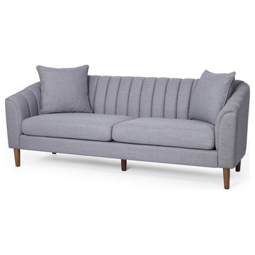 Susan Contemporary Fabric 3 Seater Sofa, Cloud Gray/Dark Brown