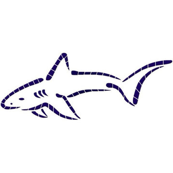 Outlined Shark Ceramic Swimming Pool Mosaic 22"x9", Blue