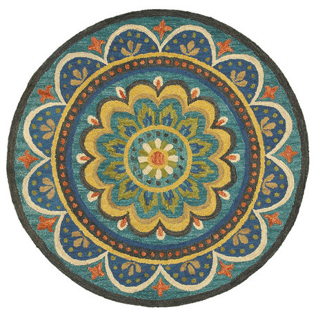 Floral Escape Mandala Area Rug, 4' Round