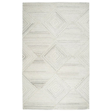 Alora Decor Makalu 8' x 10' Geometric/Solid Ivory /Natural Hand-Tufted Area Rug