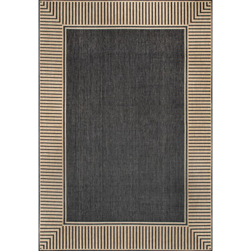 nuLOOM Asha Simple Border Indoor/Outdoor Striped Area Rug, Dark Gray, 8'x10'