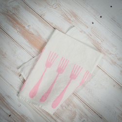 Block printed pink linen napkin Forchette collection - Napkins