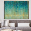 Designart Rain Abstract Panel Modern Framed Canvas Art, Gold, 40x30