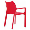 Diva Resin Outdoor Dining Arm Chair in Red - Set of 4