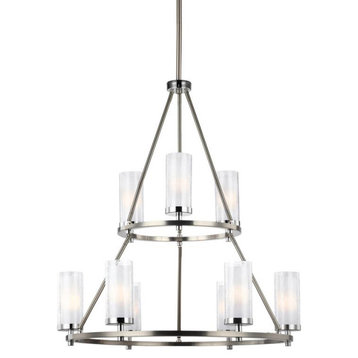 Murray Feiss F2987/9SN/CH 9, Light Two Tier Chandelier, Satin Nickel, Chrome