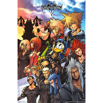 Kingdom Hearts Group Poster, Black Framed Version