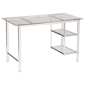 Glass And Aluminum Computer Desk Modern Desks And Hutches By