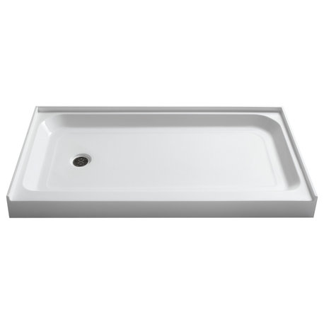 ANZZI Tier 32"x60" Left Drain Single Threshold Shower Base, White