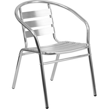 Aluminum Commercial Indoor-Outdoor Stack Chair With Triple Slat Back
