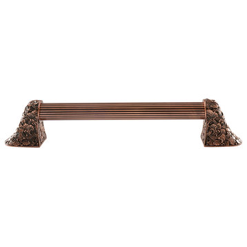Florid Leaves Appliance Pull, Antique Copper, 14", Fluted