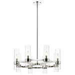 Z-Lite - Z-Lite 4008-8PN Datus 8 Light Chandelier in Polished Nickel - Distinctive modern style takes a page from industrial-inspired flavor, creating a captivating fixture blending polished nickel finish steel and glass. With a circular spoke-style frame, the Datus eight-light chandelier lends a minimalist approach to lighting with enough glam to stand out. Perfect for a small- to mid-sized contemporary dining room, kitchen, or hallway, this chandelier delivers elegance with a round frame crafted of polished nickel finish iron, dressed up with delicate clear glass cylinder shades.