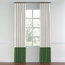 Ivory and Emerald Green Linen Color Block Curtain, Single Panel