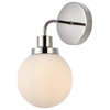 Helen 1-Light Bath Sconce, Polished Nickel With Frosted Shade