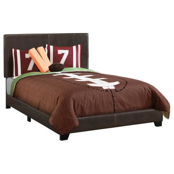 Bed, Full Size, Platform, Bedroom, Frame, Upholstered, Pu Leather Look, Brown