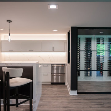 Finished Basement with Seated Bar, Wine Room and Golf Simulator in Rochester, MI