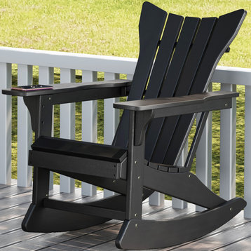 Outdoor Adirondack Rocking Chair, Black