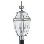 Generation Lighting Collection - Sea Gull Lighting 3-Light Outdoor Post Lantern, Brushed Nickel - Blubs Not Included