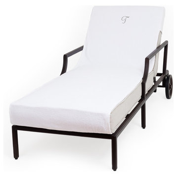 Linum Home Textiles Personalized Standard Chaise Lounge Cover, White, T