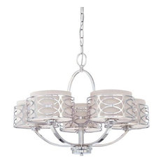 Nuvo Harlow 5-Light Chandelier with Slate Gray Fabric Shades