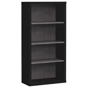 Bookcase 48"H, Black, Gray With Adjustable Shelves