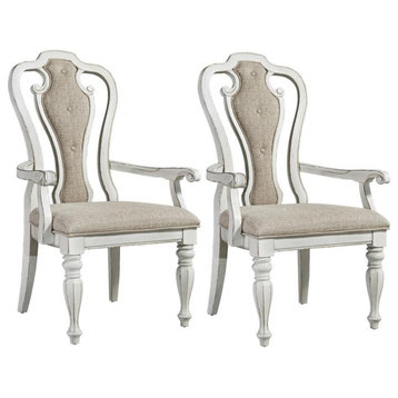 Splat Back Uph Arm Chair (RTA)-Set of 2 European Traditional White
