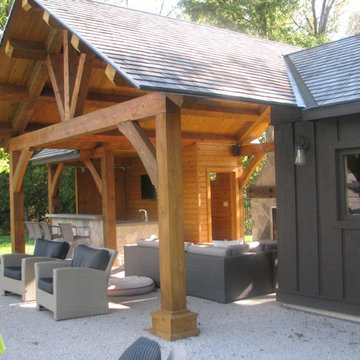 Post and Beam beside a pool