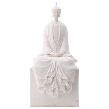 Sitting Lady Buddha Statue Sculpture 9x5.5x19"