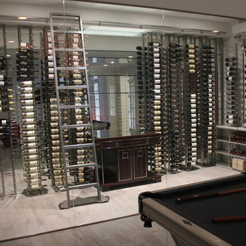 Metal Glass Enclosed Wine Cellar With Man Cave