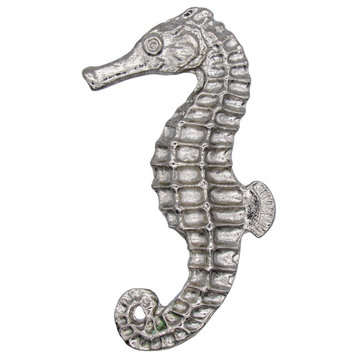Seahorse Left Facing Cabinet Knob, Large, Nickel